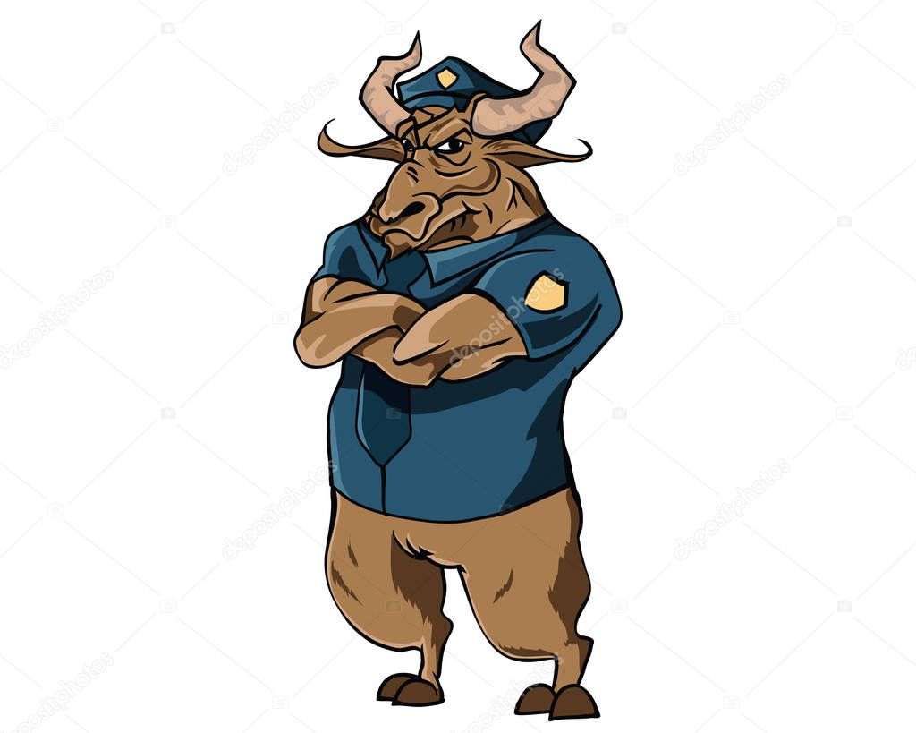 Bull Character - Police illustration