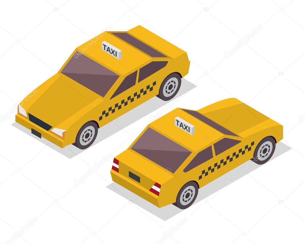 Modern Isometric Urban Vehicle Illustration Logo - Taxi
