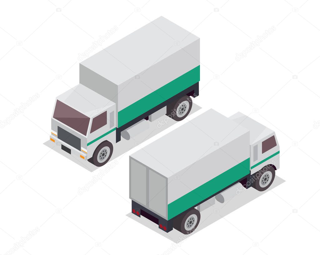 Modern Isometric Urban Vehicle Illustration Logo - Cargo Delivery Truck