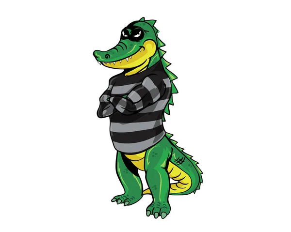 Crocodile Occupational Character Thief — Stock Vector
