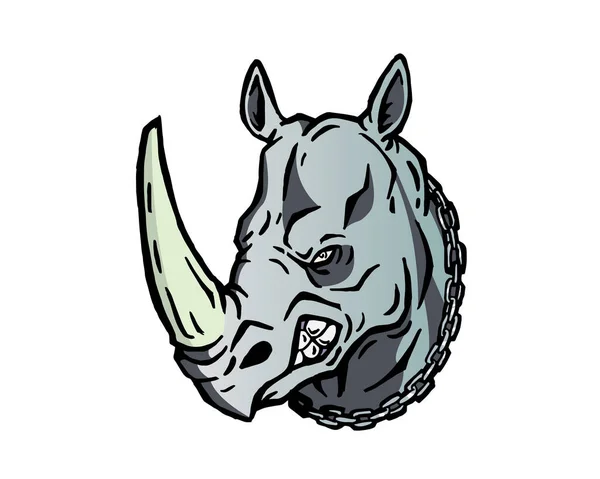 Vertrauen Führung Tier Kopf Logo Nashorn Charakter — Stockvektor