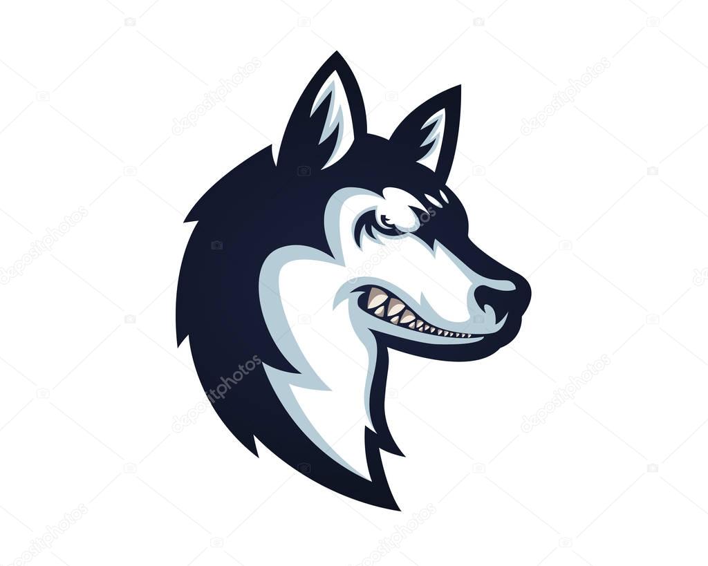 Fierce Angry Dog Character Logo - Siberian Husky