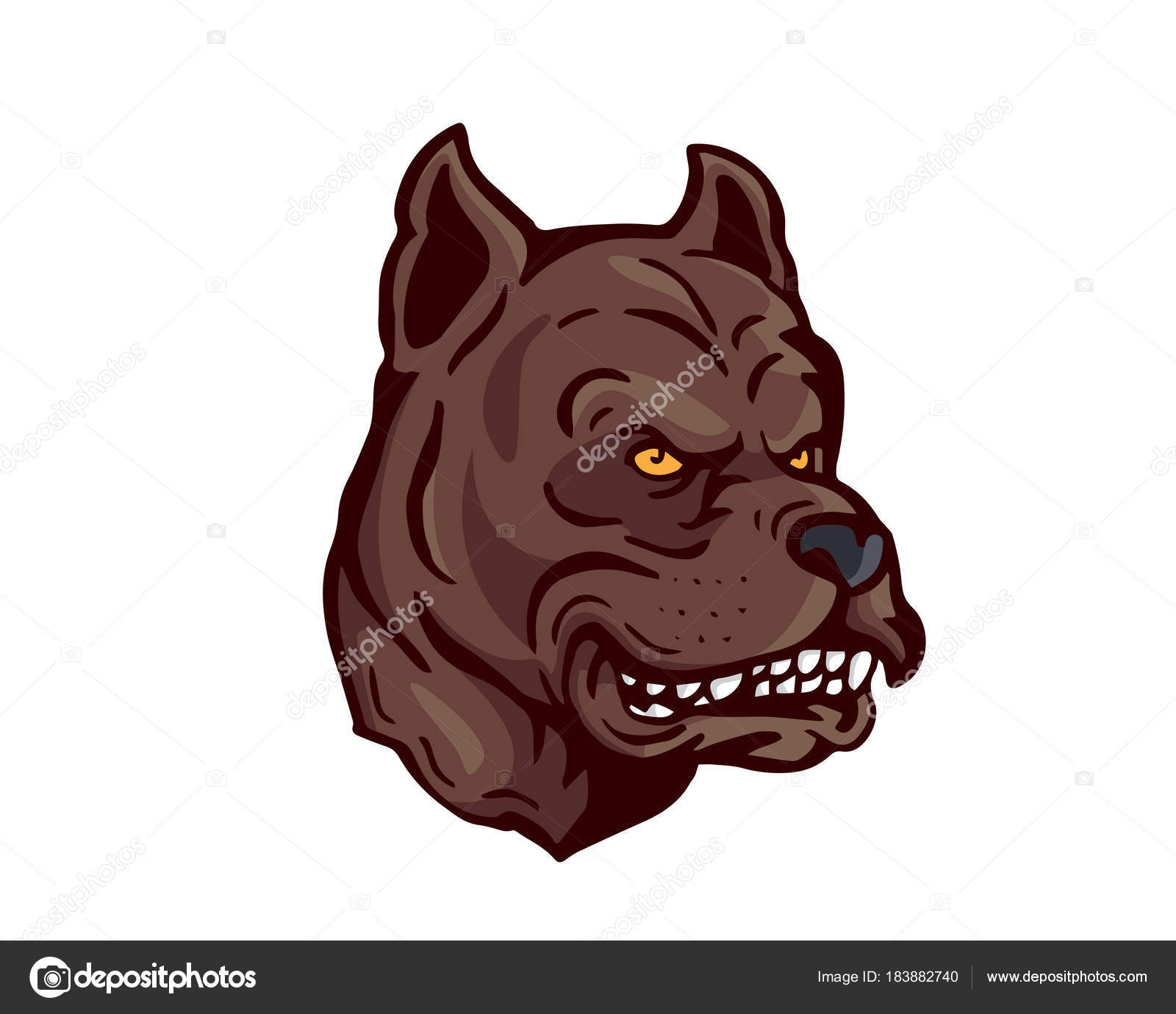 愤怒的狗养殖字符徽标深褐色斗牛图库矢量图©naulicreative 183882740, image size:1600x1380