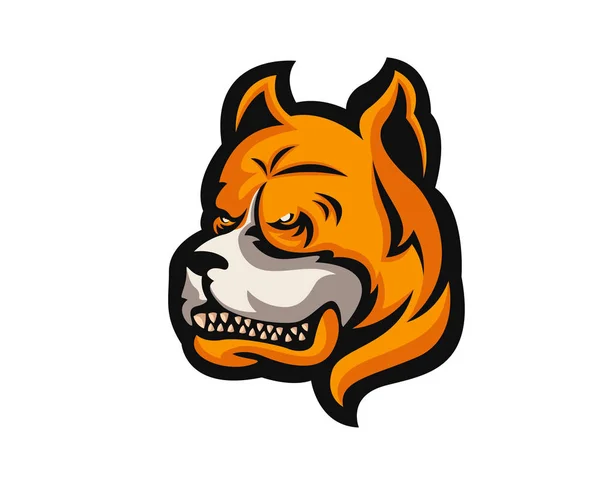 Divoký Pes Zlobí Znak Logo Pitbull — Stockový vektor