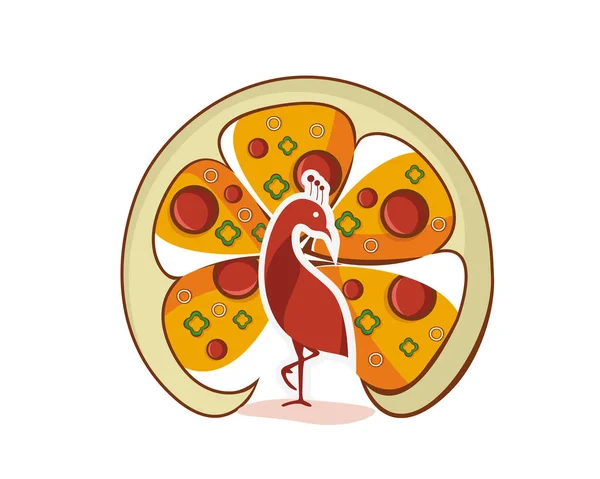 Symbole Moderne Paon Belle Pizza — Image vectorielle