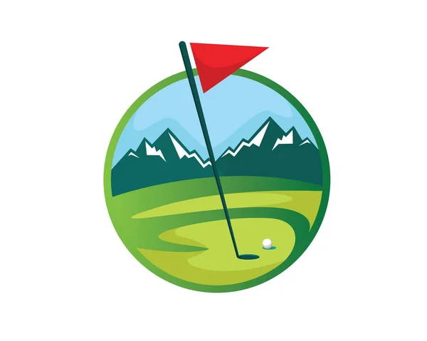 Logo Golf Moderno Nizza Mountain View Golf Course Emblem — Vettoriale Stock