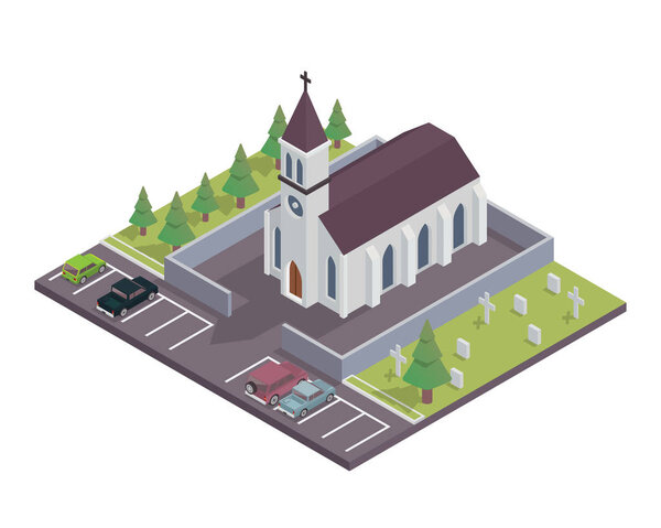 Modern Isometric Church Building