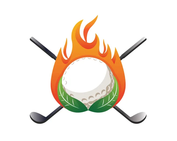Logotipo Golfe Moderno Fogo Verde Golf Emblem —  Vetores de Stock