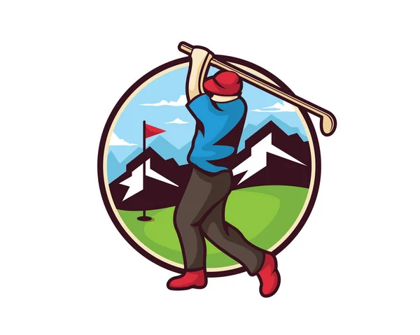 Modern Golf Logo Profesyonel Golfçü Illüstrasyon Amblemi — Stok Vektör