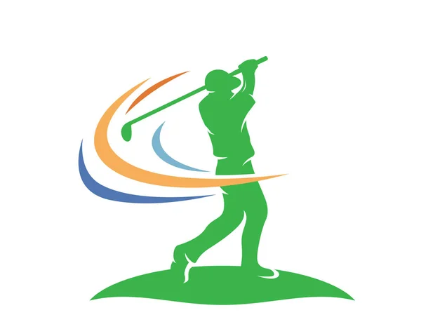 Logo Moderno Golf Atleta Professionista Golf Che Vince Oscillazione — Vettoriale Stock