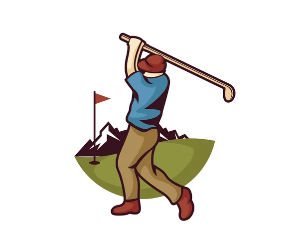 現代ゴルフ ビンテージ ゴルファーの図 — ストックベクタ