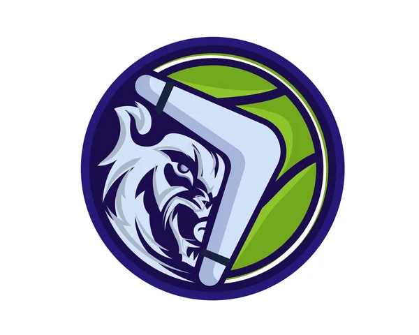 Modern Animal Sports Team Badge Logo Wolf Volleyball Team Boomerang — Stock Vector