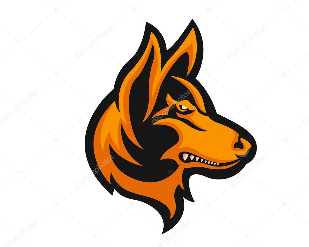 Fierce Angry Dog Character Logo - German Shepherd