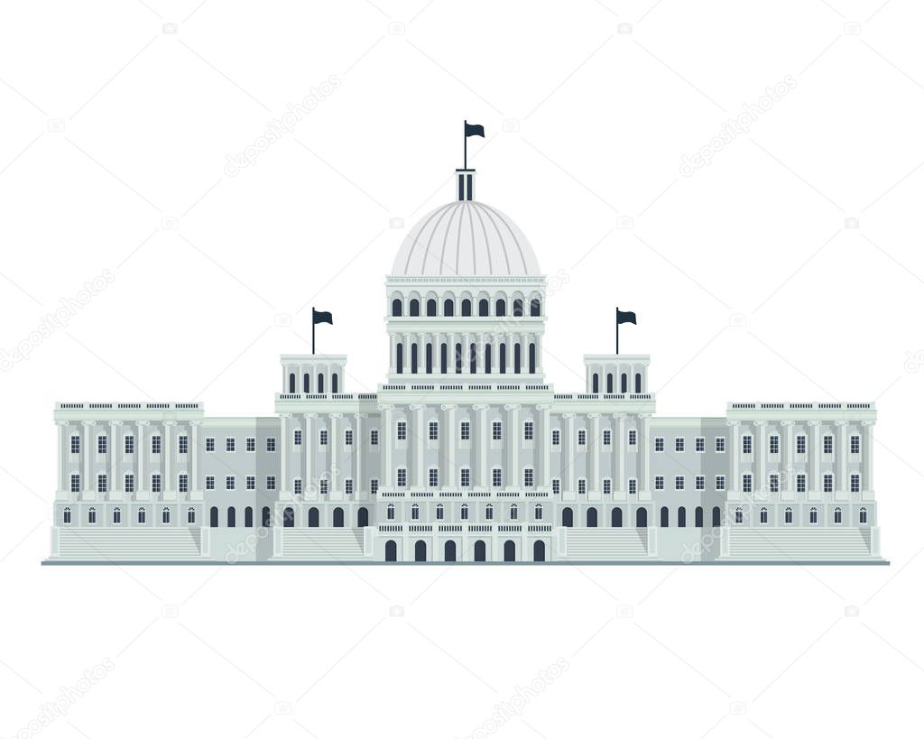 Modern Flat Famous Government Building, Suitable for Diagrams, Infographics, Illustration, And Other Graphic Related Assets - Washington DC Capitol Building