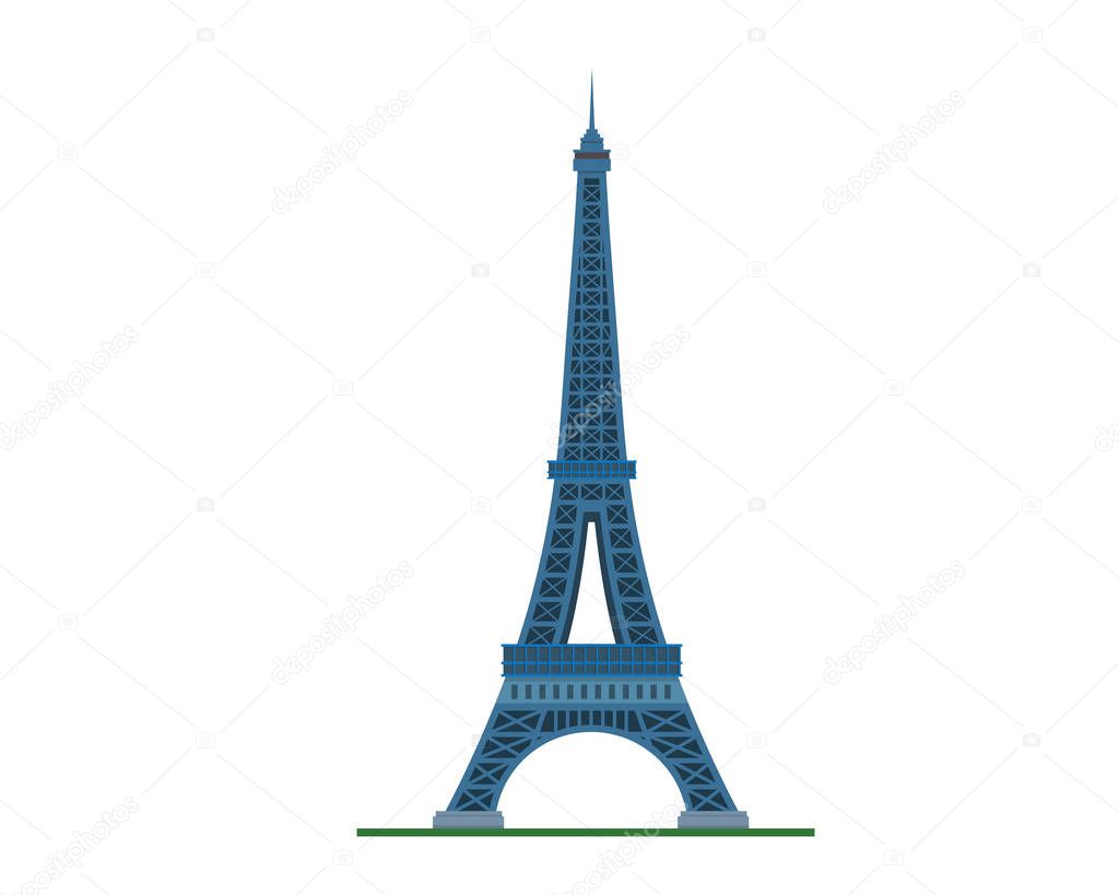 Modern Flat Famous Building, Suitable for Diagrams, Infographics, Illustration, And Other Graphic Related Assets -  Eiffel Tower