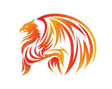 Tutkulu yanan hayali mitoloji yaratık Logo - Griffin