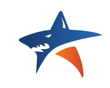 Modern köpek balığı ve yıldız Logo