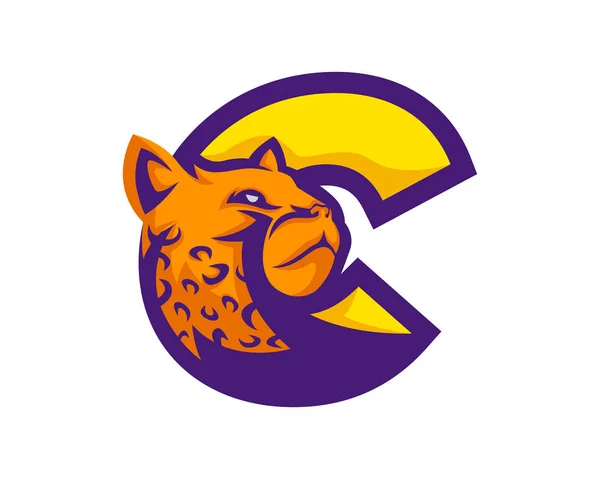 Modern Cheetah Lettre Alphabet Logo Sportif — Image vectorielle