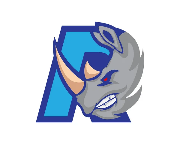 Modernes Nashorn Buchstabe Alphabet Sport Logo — Stockvektor