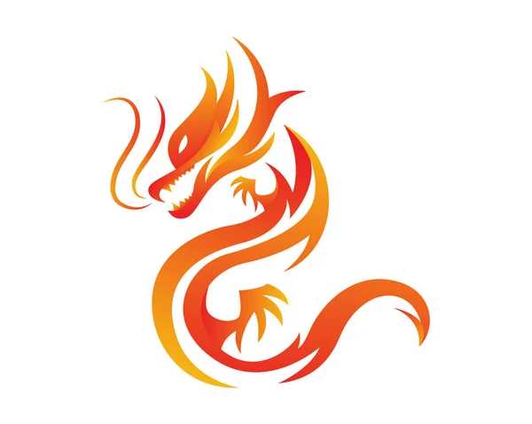 Flaming Imaginary Mythology Creature Logo Dragon - Stok Vektor