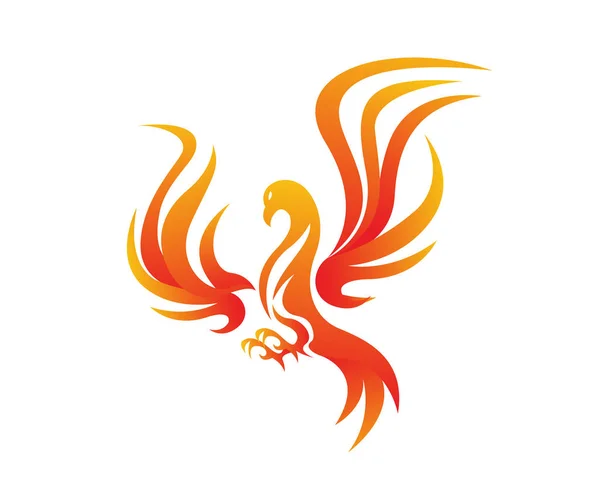 Passionerad Flammande Imaginära Mytologi Varelsen Logo Phoenix — Stock vektor