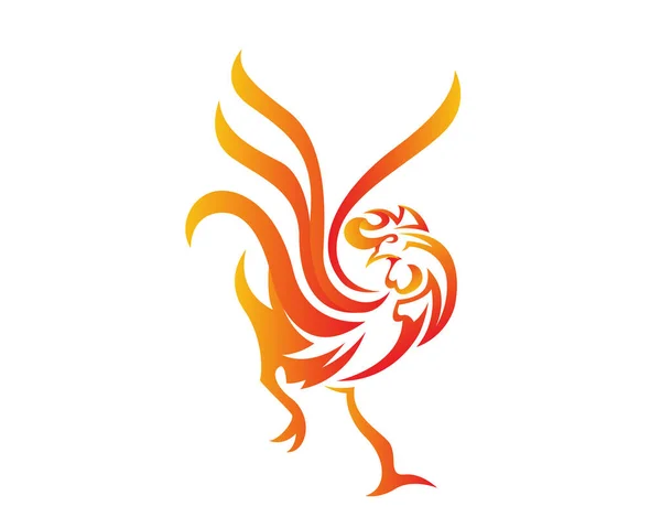 Logotipo Imaginário Apaixonado Criatura Mitologia Flamejante Galo — Vetor de Stock
