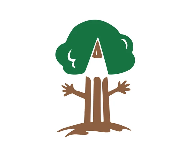 Moderní Děti Vzdělávání Logo Učení Strom Zelený Vzdělání Symbol — Stockový vektor