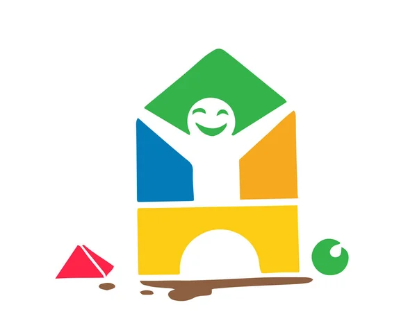 Moderní Děti Vzdělávání Logo Creative Stavební Blok Pro Děti Symbol — Stockový vektor