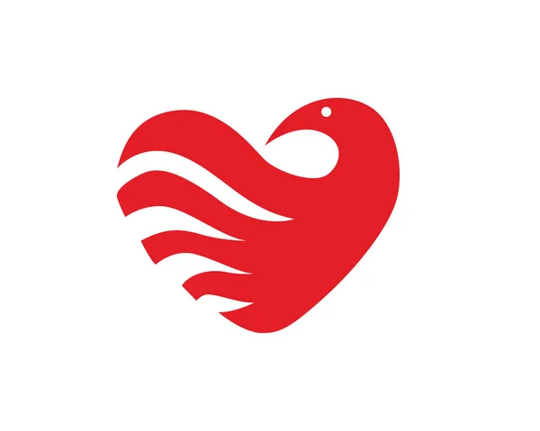 Dove Moderna Logotipo Onda Amor —  Vetores de Stock
