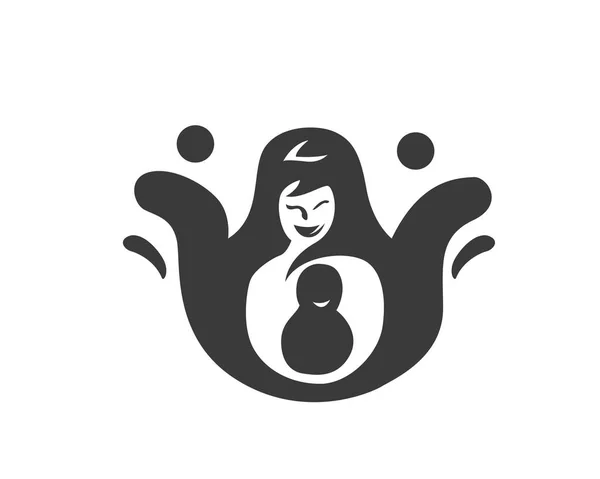 母と子の子育てコミュニティのロゴ — ストックベクタ