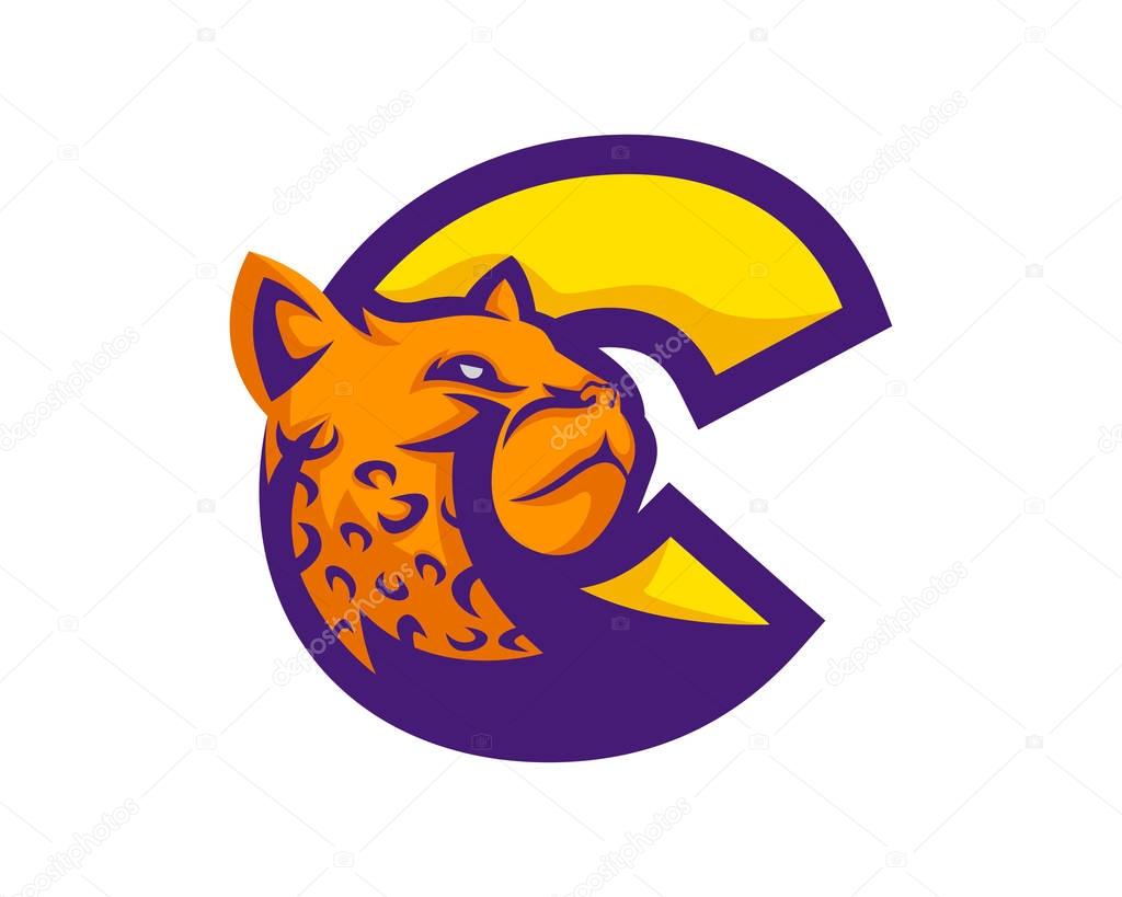 Modern Cheetah C Letter Alphabet Sports Logo