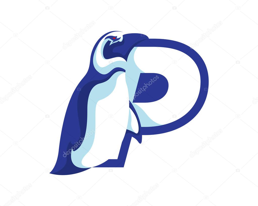 Modern Penguin Letter Alphabet Sports Logo — Stock Vector