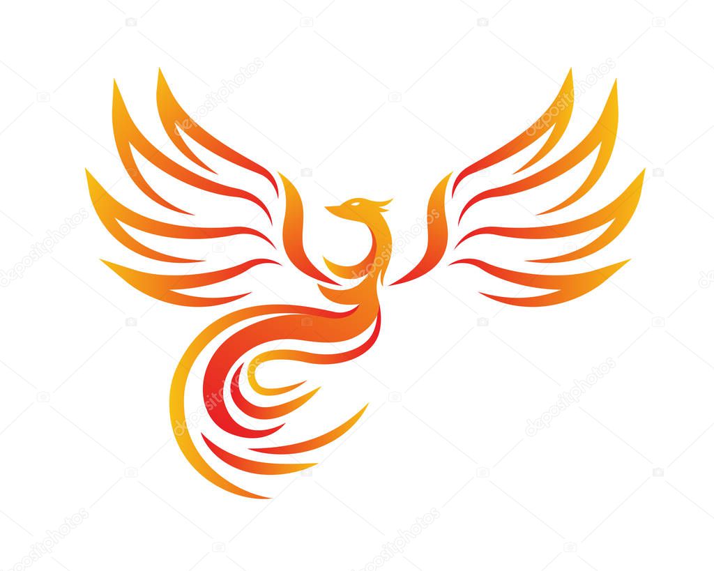 Passionate Flaming Imaginary Mythology Creature Logo - Phoenix