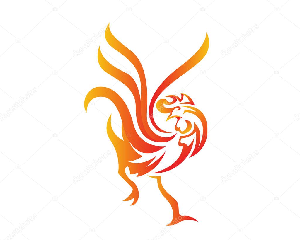 Passionate Flaming Imaginary Mythology Creature Logo - Rooster