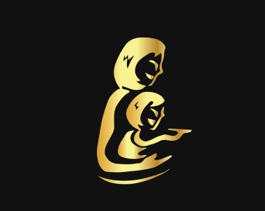 Modern altın anne ve bebek Logo