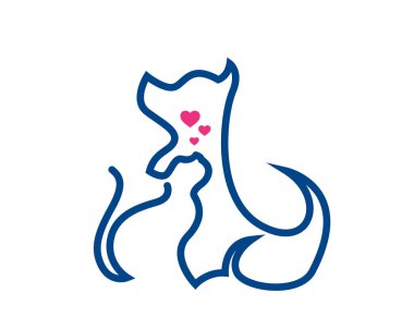 Modern evde beslenen hayvan Logo - kedi ve köpek ilişkisi sembolü