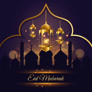 Modern İslam Eid Mubarak kartı illüstrasyon