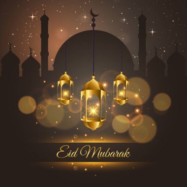 Modern İslam Eid Mubarak kartı illüstrasyon