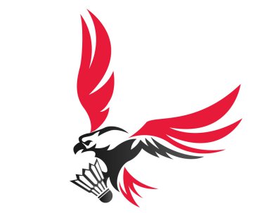 Modern güven hayvan spor illüstrasyon Logo - Badminton kartal sembolü