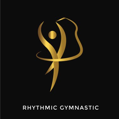 Modern şık altın yaz spor Logo - jimnastik ritmik