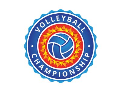 Modern Voleybol Logo - voleybol topu ve güneş rozet yanan