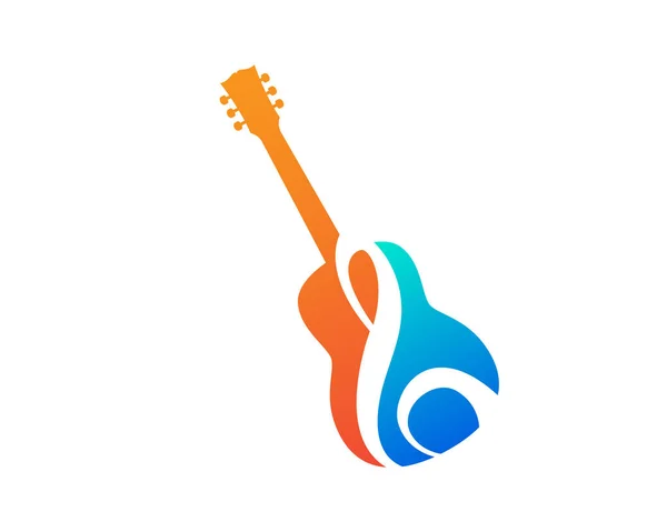 Modern Musik Logo Kreativa Akustisk Gitarr Och Klav Symbol — Stock vektor