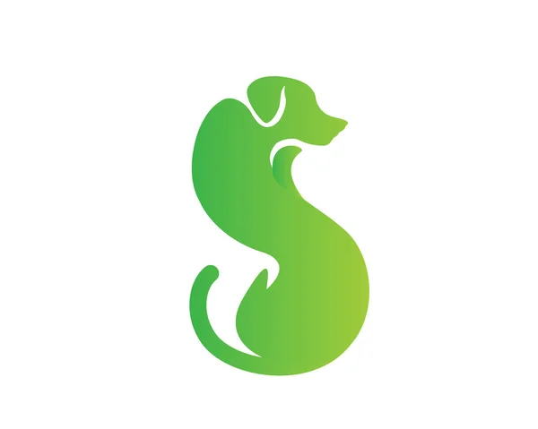 Modernes Haustier Logo Grüner Hund Geformt Durch Buchstabe — Stockvektor