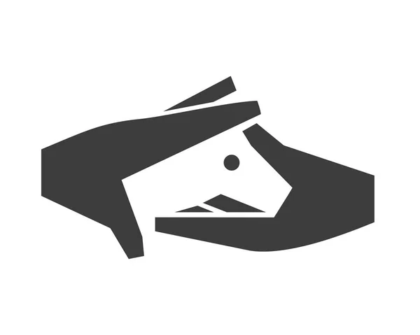 Μοντέρνο Κατοικίδιο Ζώο Λογότυπο Μορφή Πρόσωπό Σκυλί Χέρι — Διανυσματικό Αρχείο