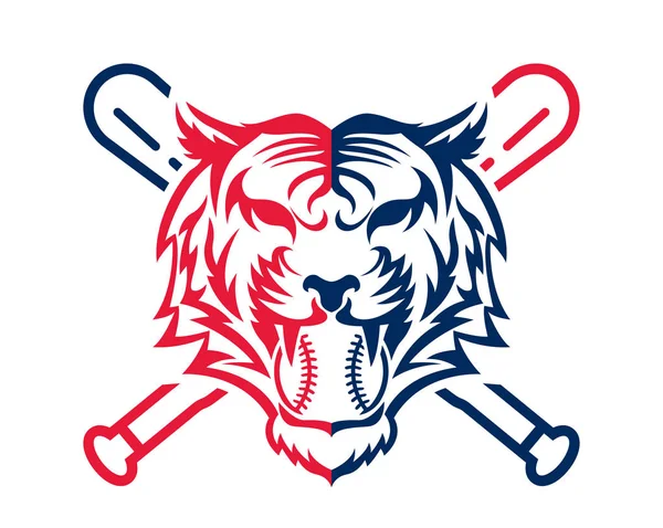 Modern Bizalom Állat Sport Illusztráció Logo Baseball Tigris Szimbólum — Stock Vector
