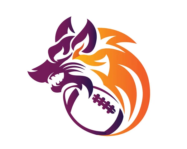 Logo Illustration Sport Animal Confiance Moderne American Football Wolf Symbol — Image vectorielle