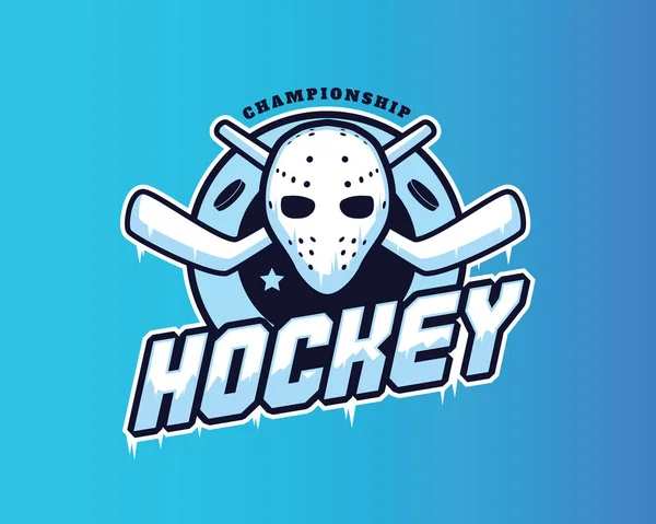 Logo Insignia Deportiva Aislada Profesional Moderna Campeonato Hockey Sobre Hielo — Vector de stock