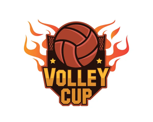 Modern Professional Isolated Sports Badge Logo Flaming Hot Volley Cup — Stock Vector