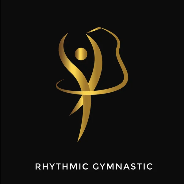 Μοντέρνο Κομψό Χρυσό Καλοκαίρι Αθλητισμός Λογότυπο Γυμναστικός Ρυθμική — Διανυσματικό Αρχείο