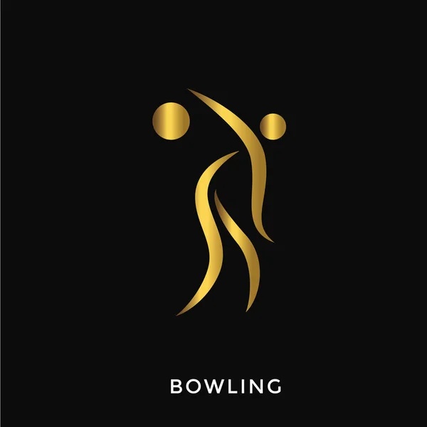 Logo Moderno Elegante Los Deportes Del Verano Del Oro Bowling — Archivo Imágenes Vectoriales